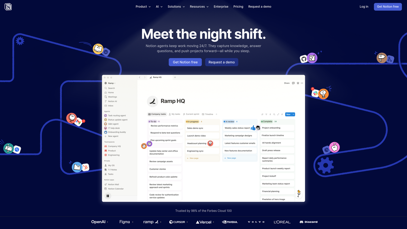 Screenshot of Notion website