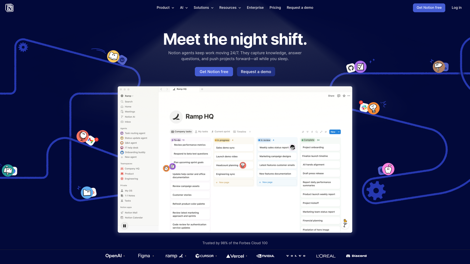 Screenshot of Notion website