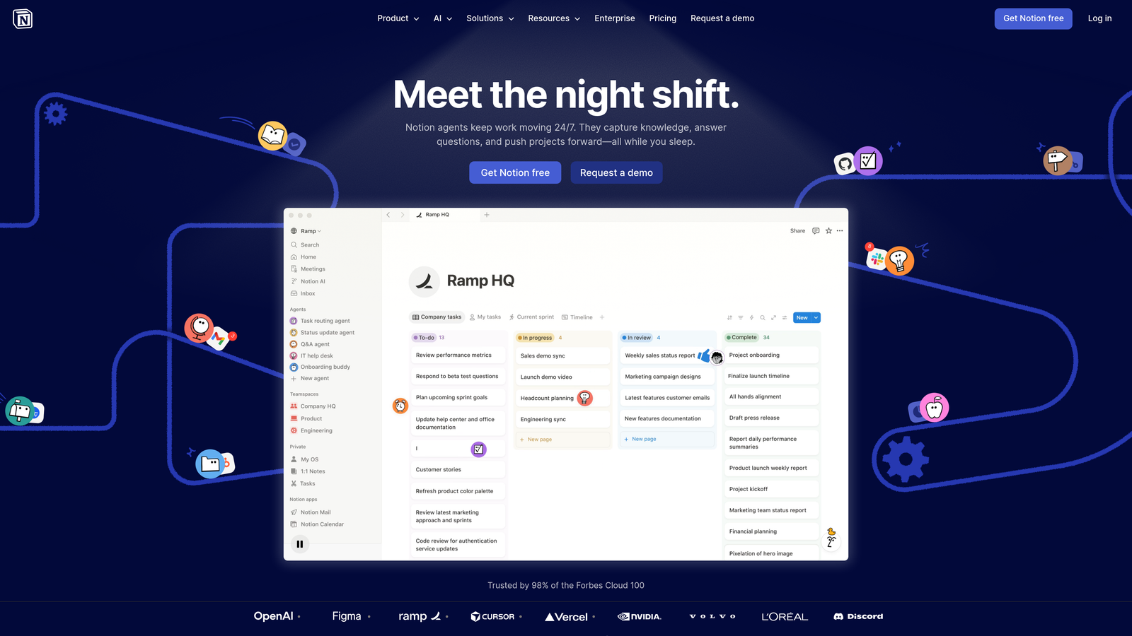 Screenshot of Notion website
