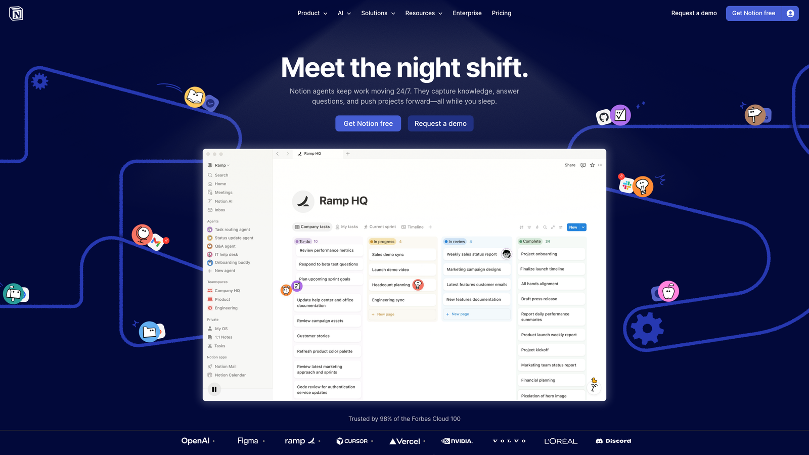 Screenshot of Notion website