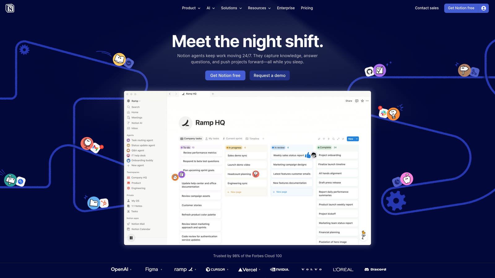 Screenshot of Notion website