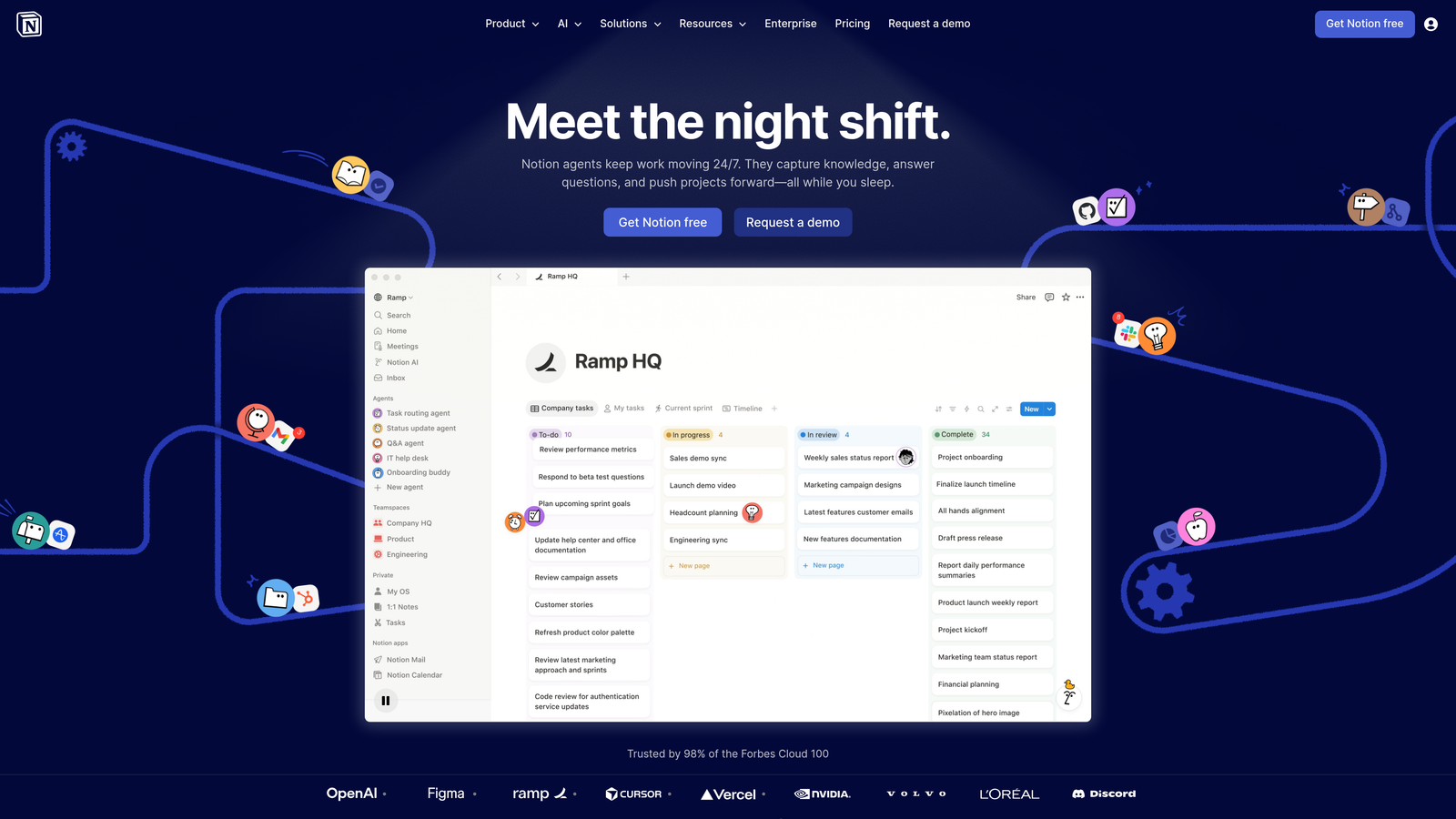 Screenshot of Notion website