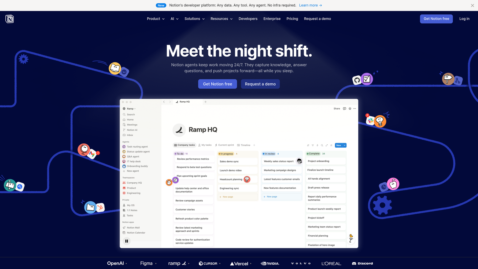 Screenshot of Notion website
