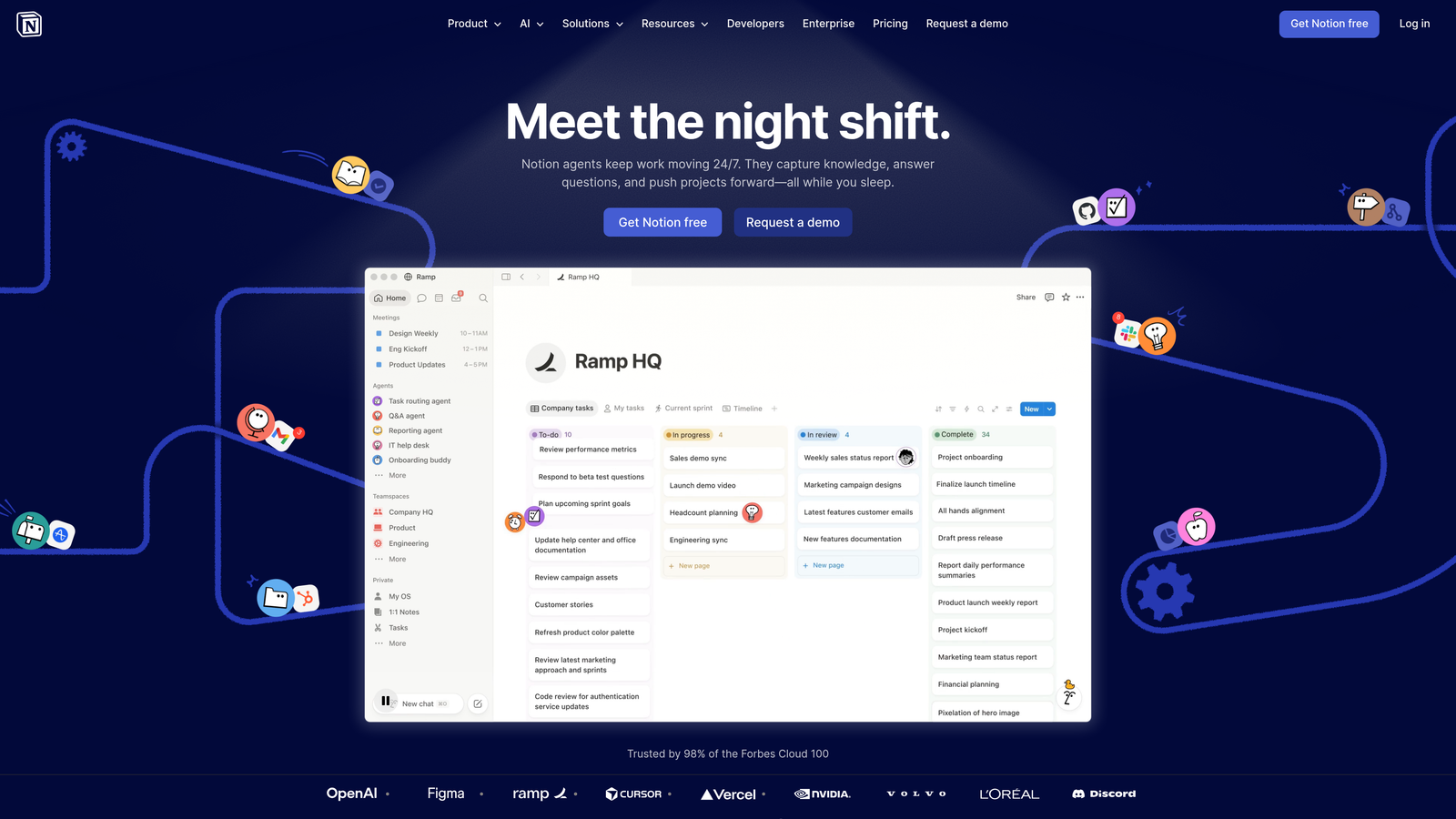 Screenshot of Notion website