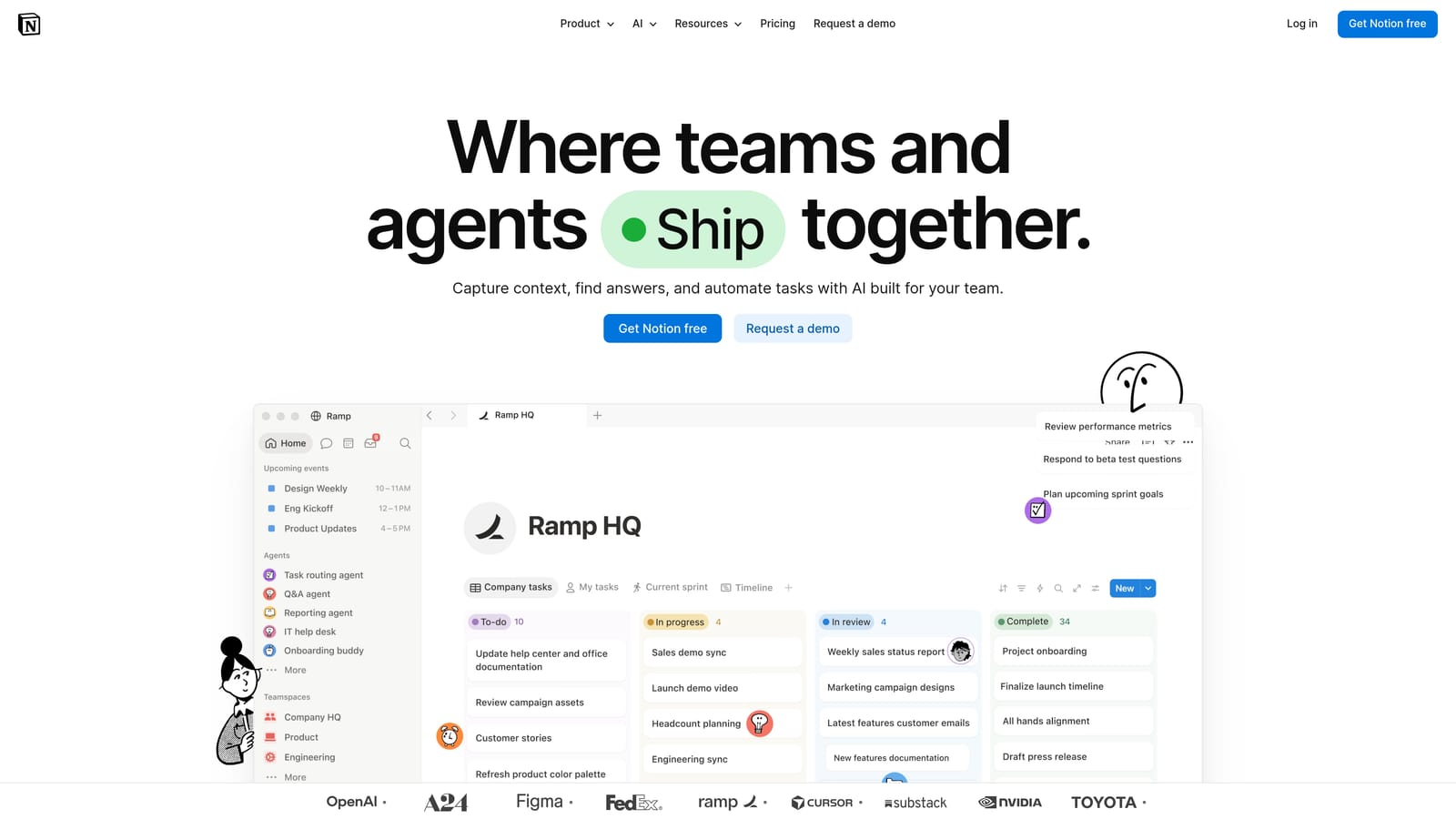 Screenshot of Notion website
