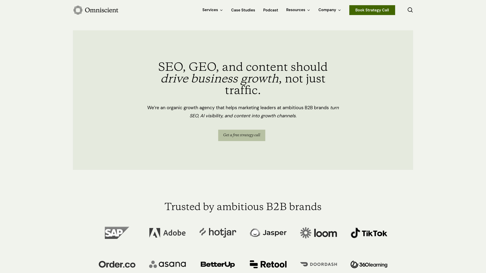 Screenshot of Omniscient Digital website