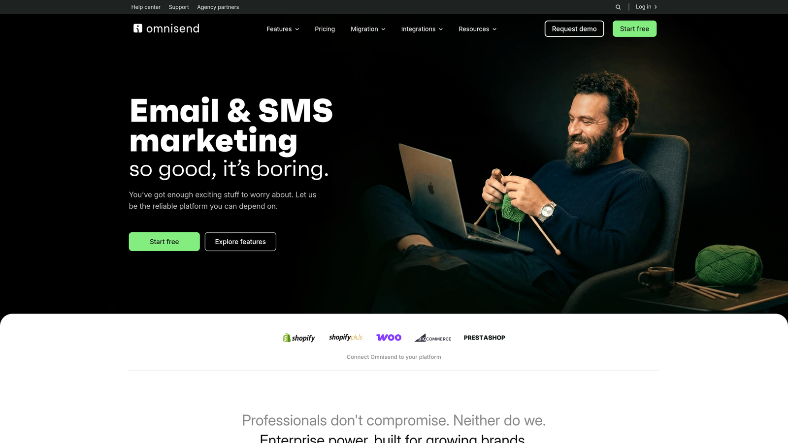 Screenshot of Omnisend website