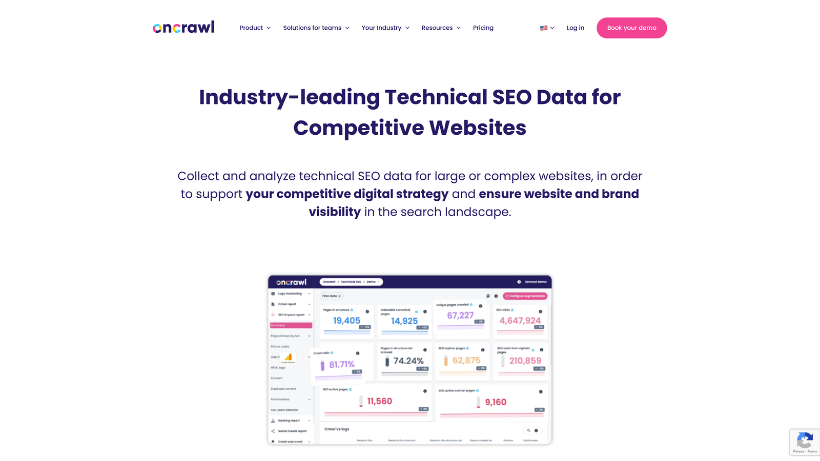 Screenshot of Oncrawl website