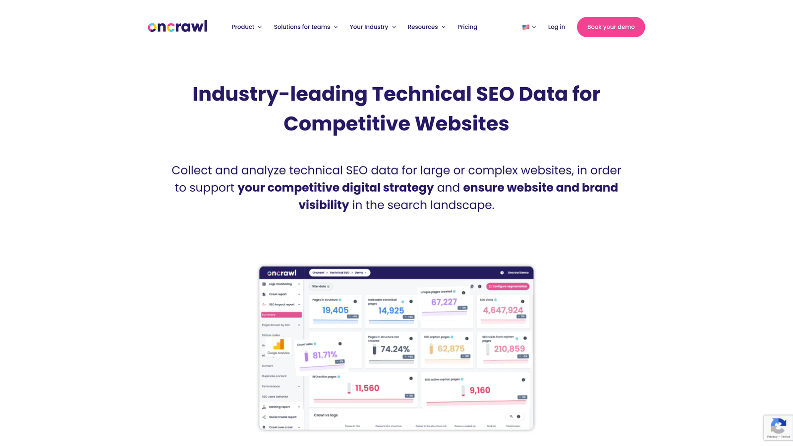 Screenshot of Oncrawl website