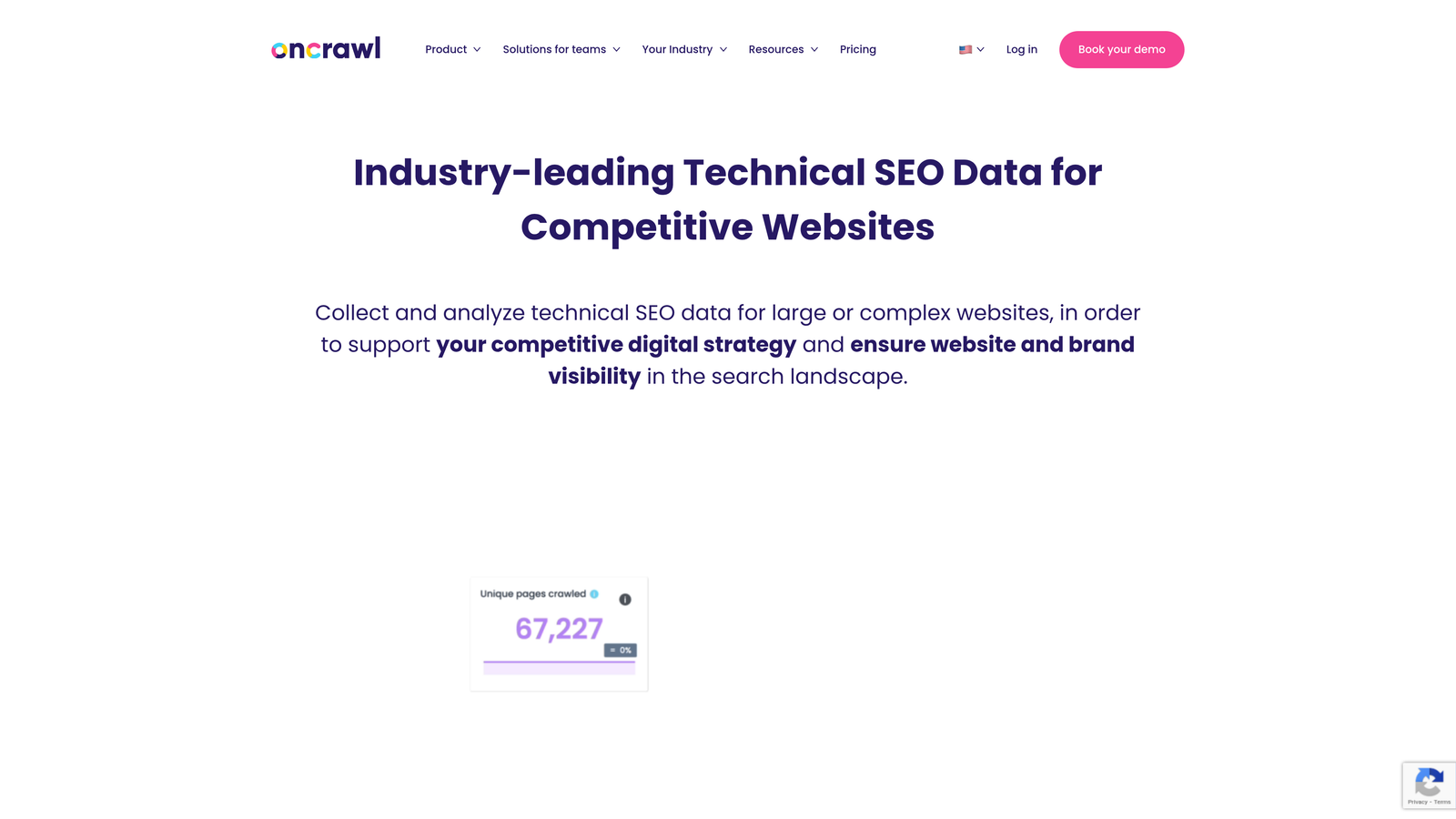 Screenshot of Oncrawl website
