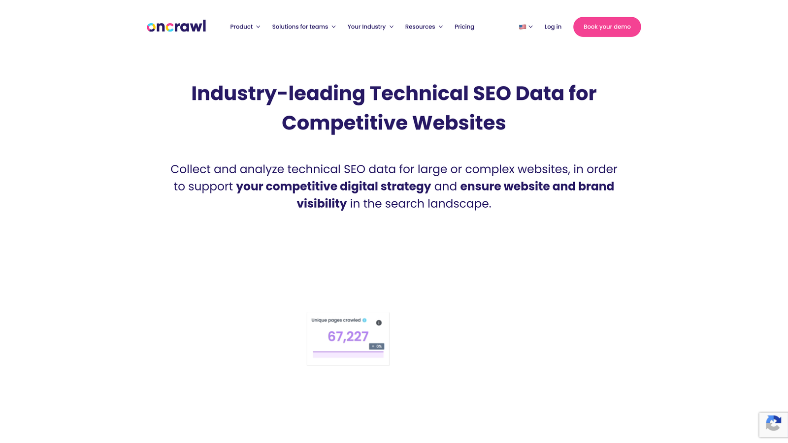 Screenshot of OnCrawl website