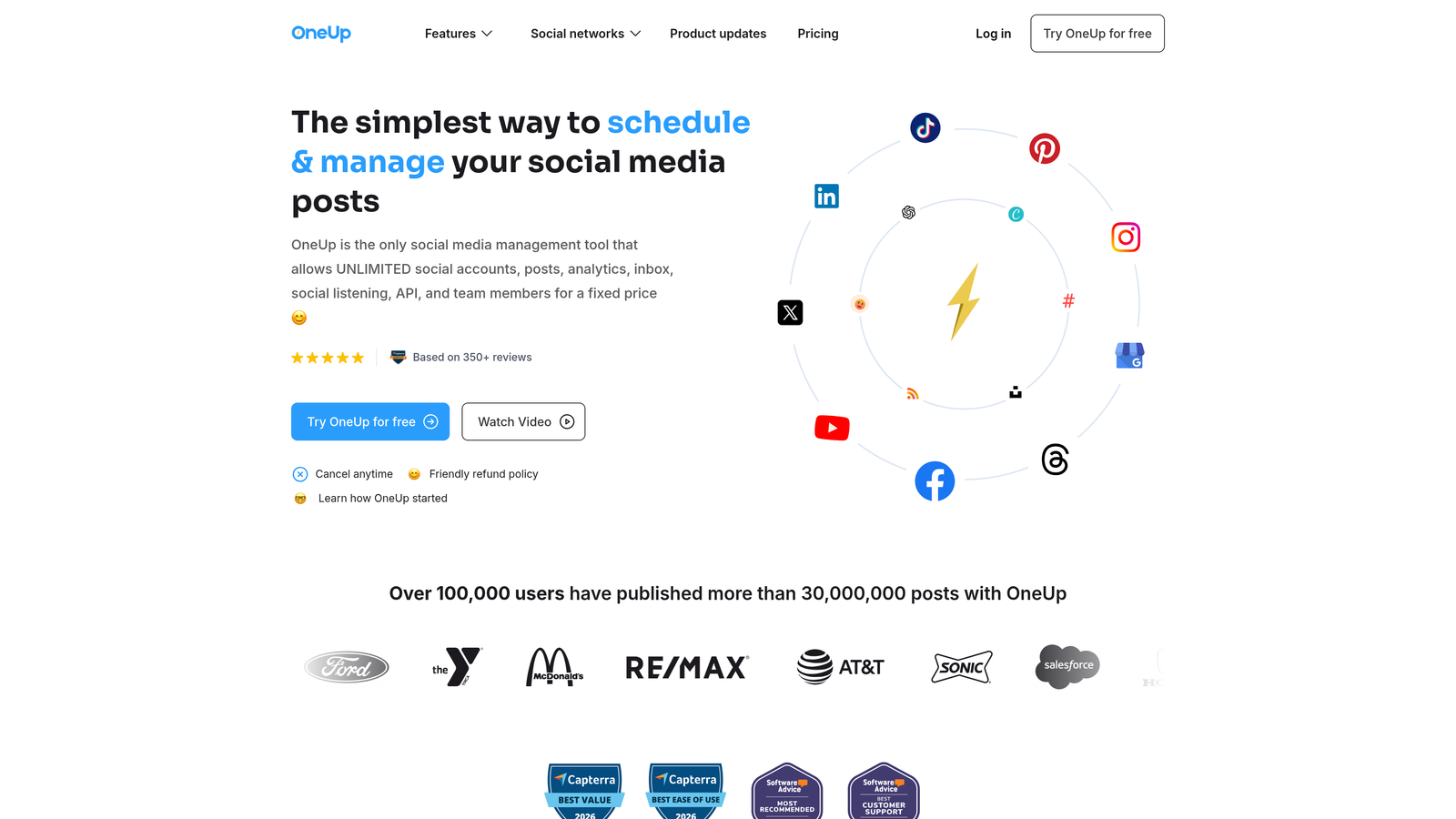 Screenshot of OneUpApp website