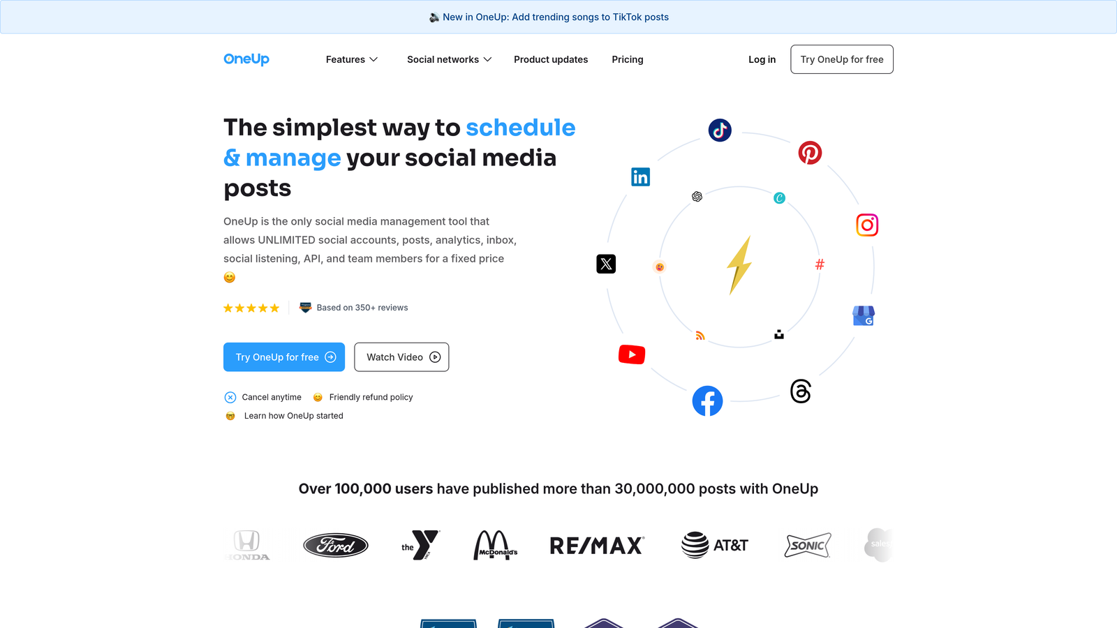 Screenshot of OneUpApp website