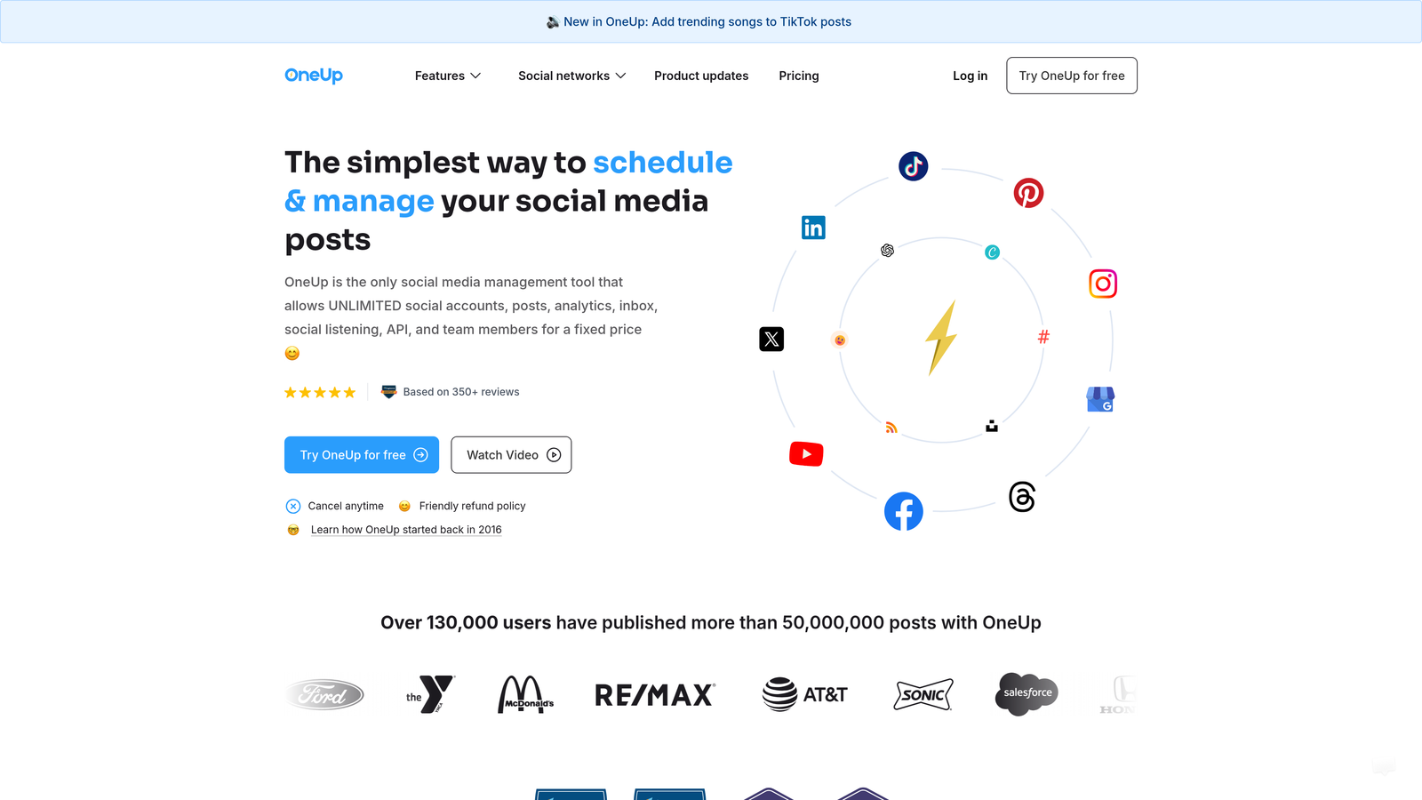 Screenshot of OneUpApp website