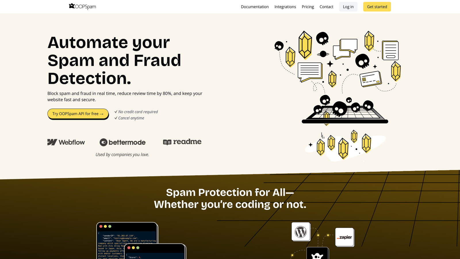 Screenshot of OOPSpam website