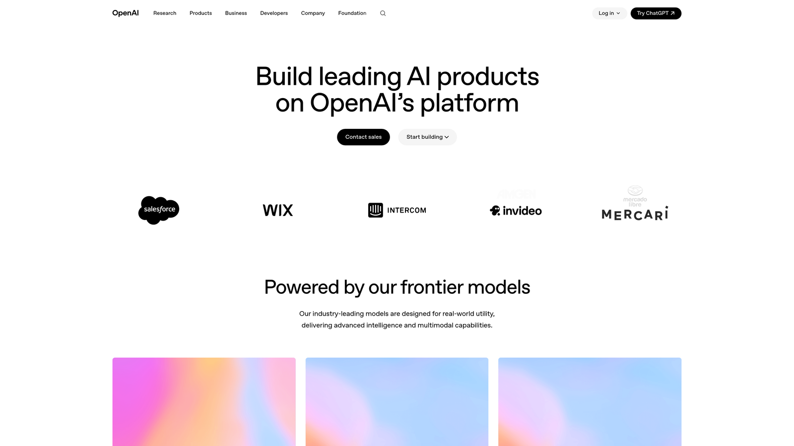 Screenshot of OpenAI API website