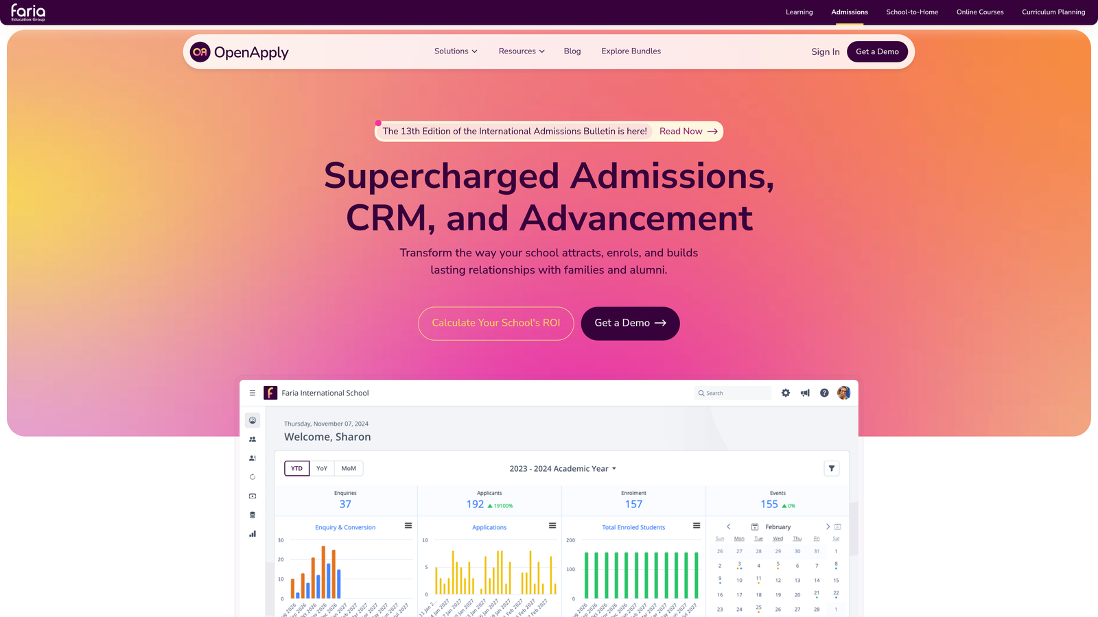 Screenshot of OpenApply website