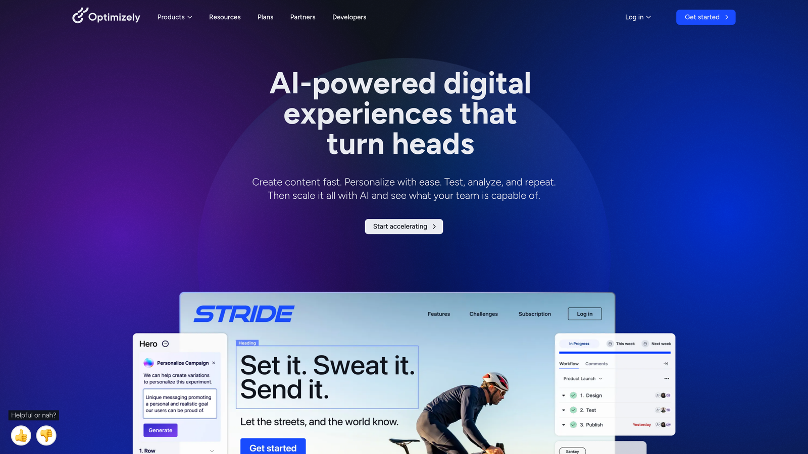 Screenshot of Optimizely website