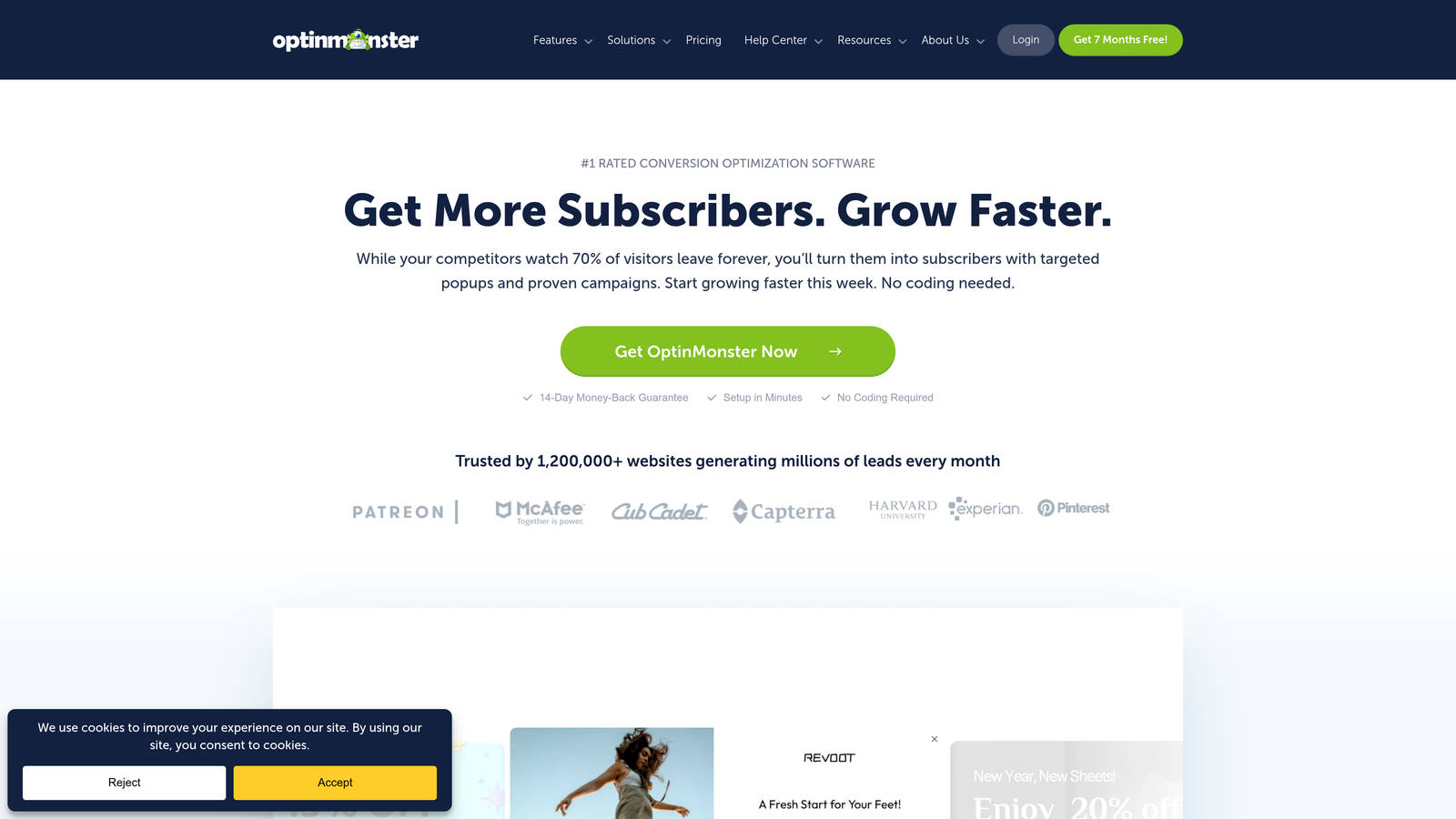 Screenshot of OptinMonster website