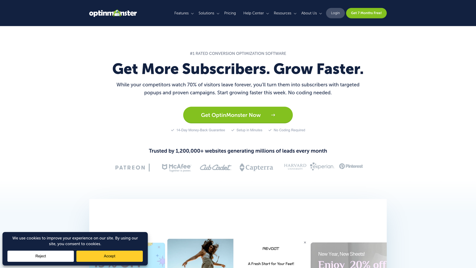 Screenshot of OptinMonster website