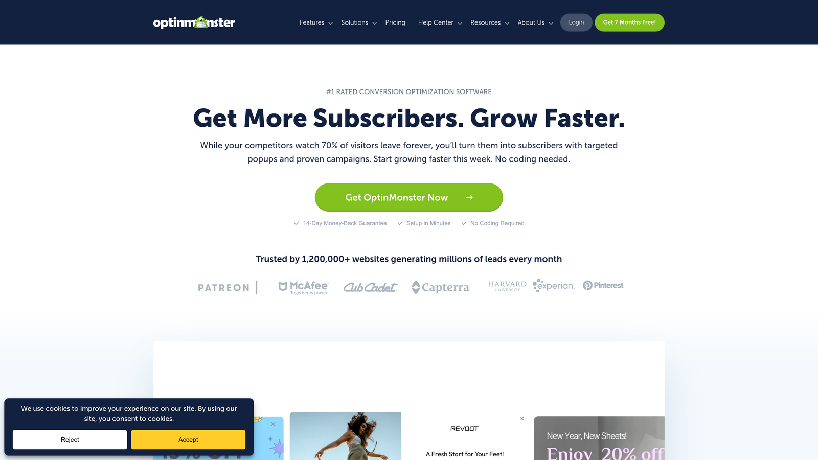 Screenshot of OptinMonster website