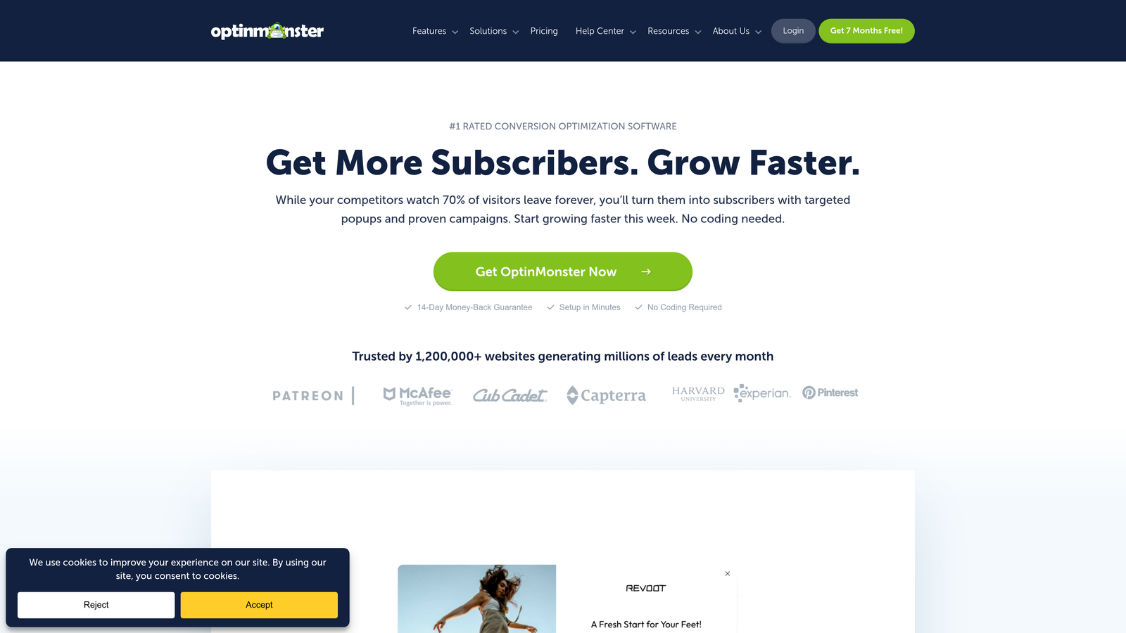 Screenshot of OptinMonster website