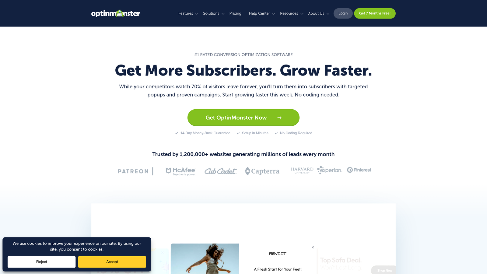Screenshot of OptinMonster website