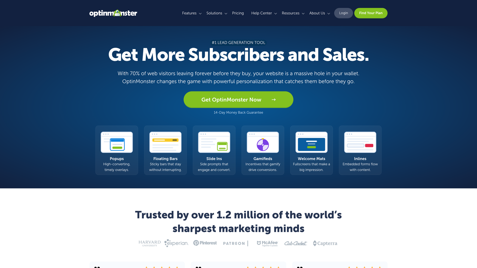Screenshot of OptinMonster website