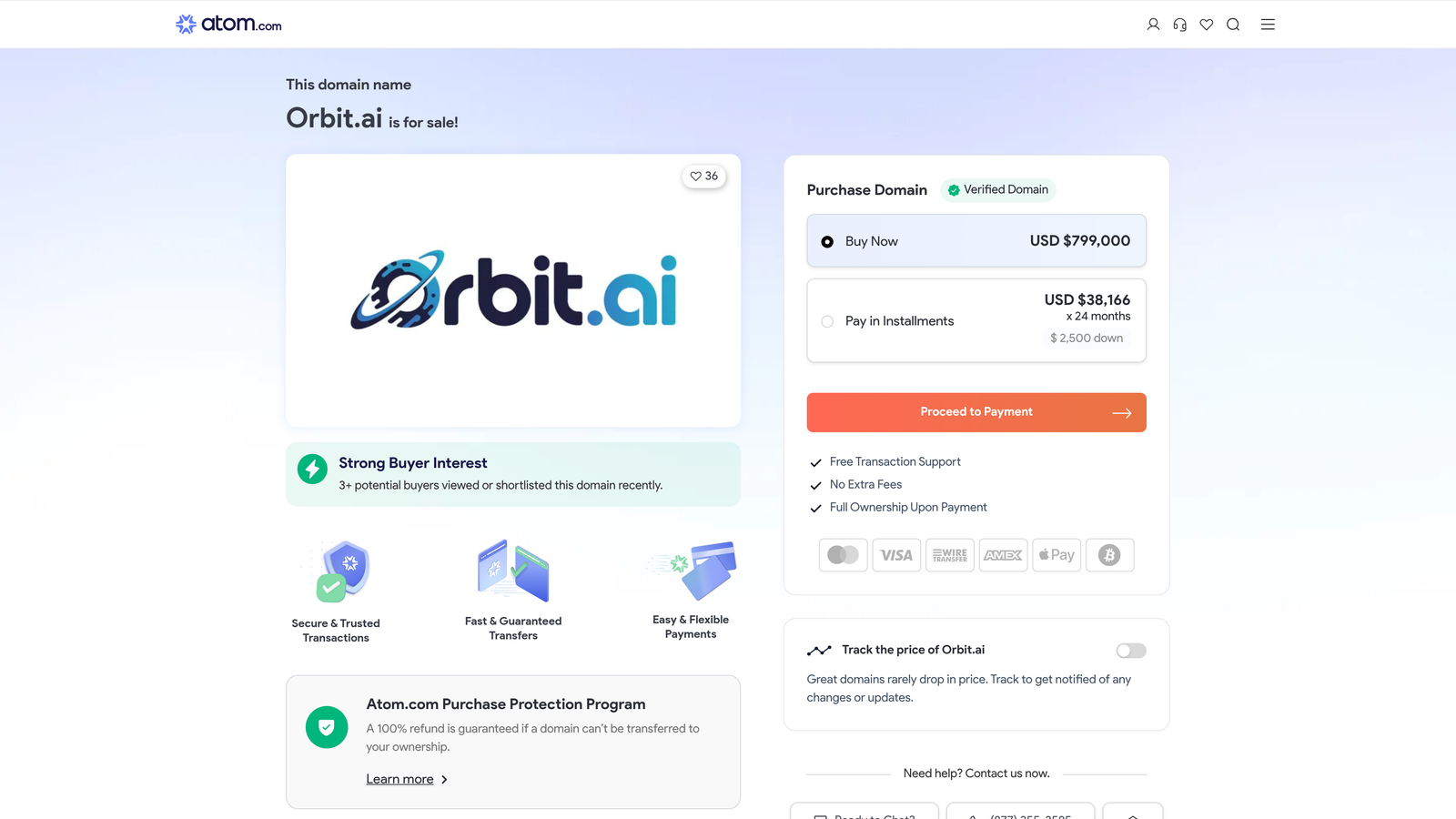 Screenshot of Orbit AI website