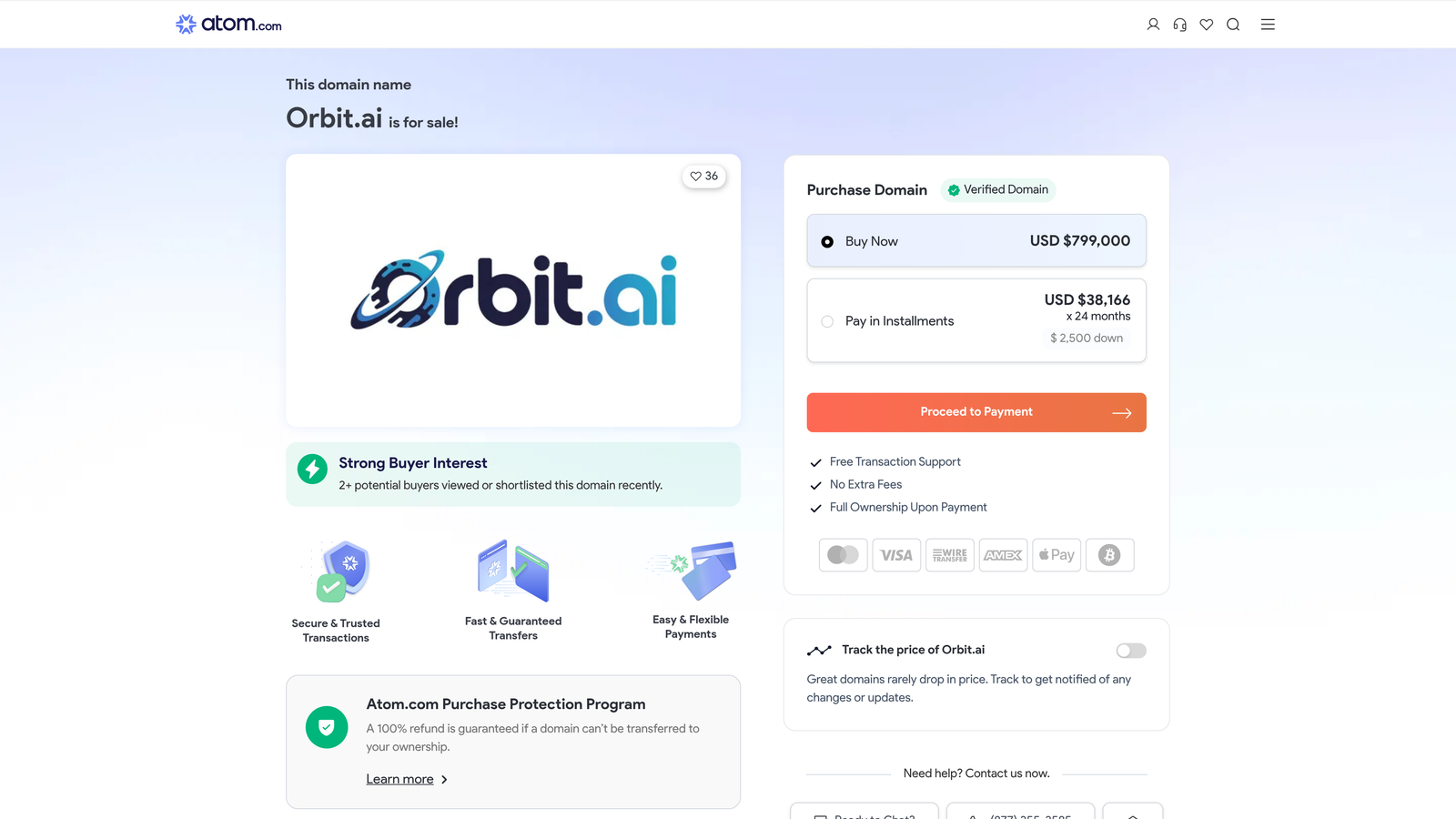 Screenshot of Orbit AI website