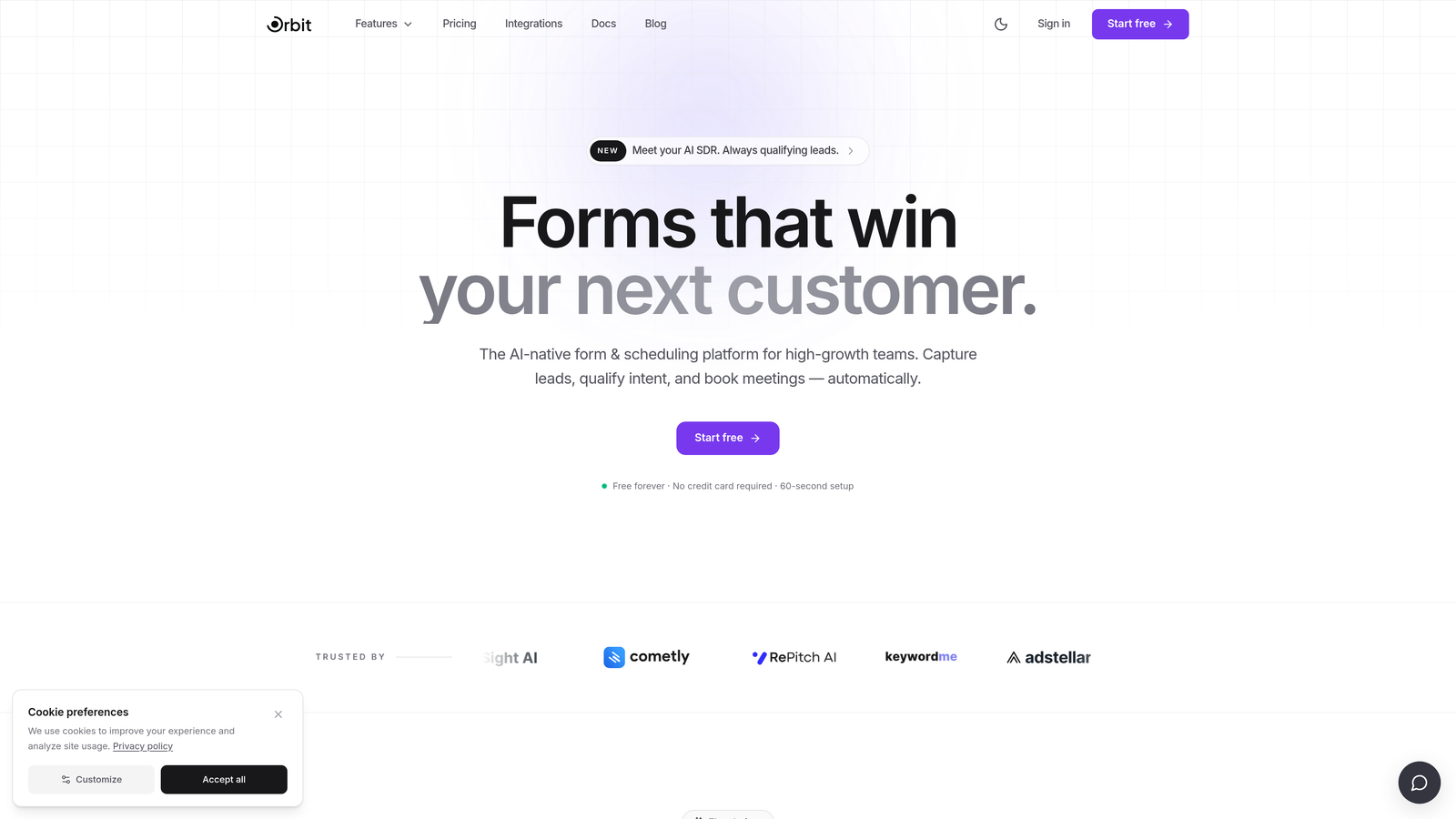 Screenshot of Orbit AI website