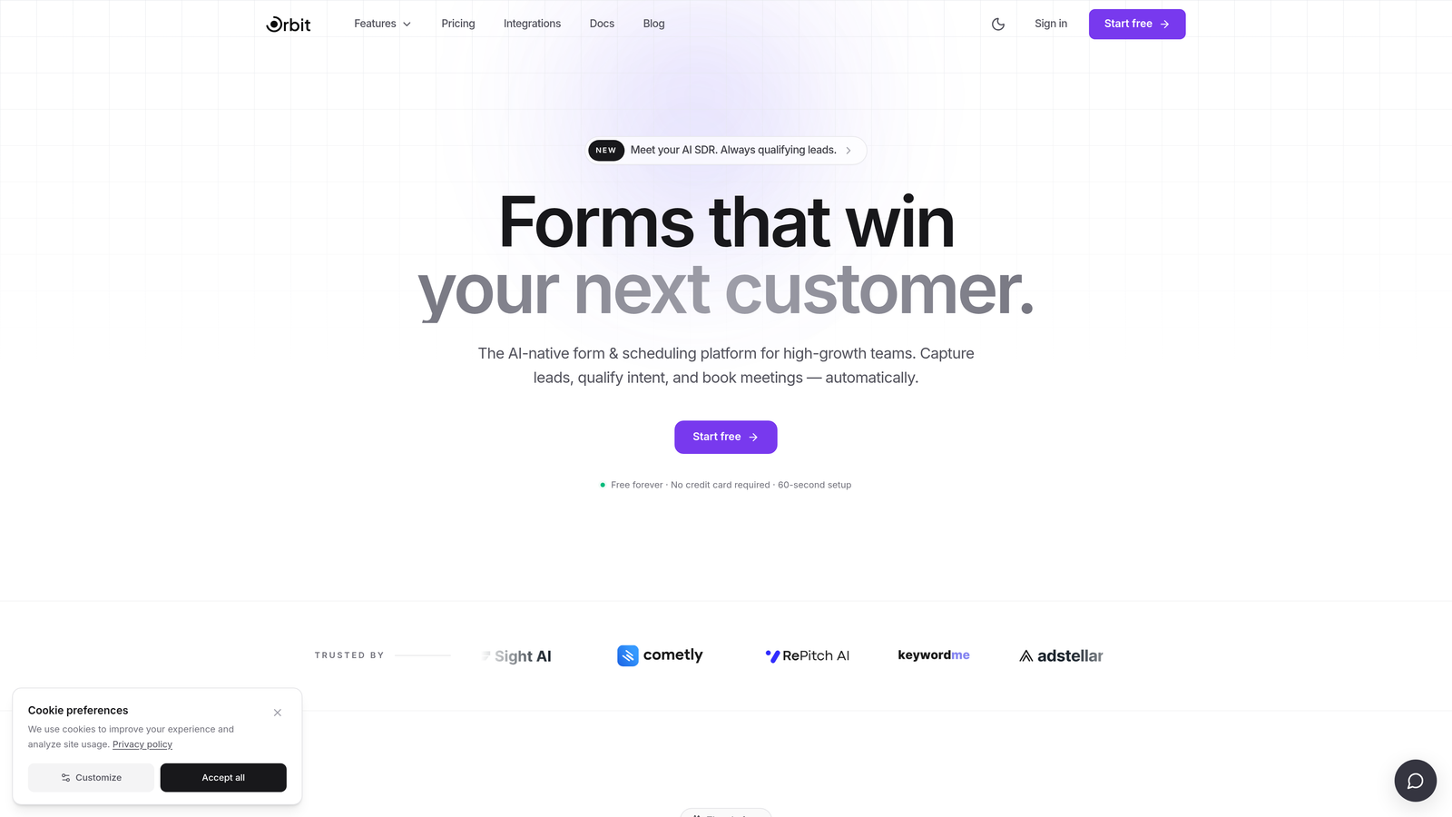 Screenshot of Orbit AI website
