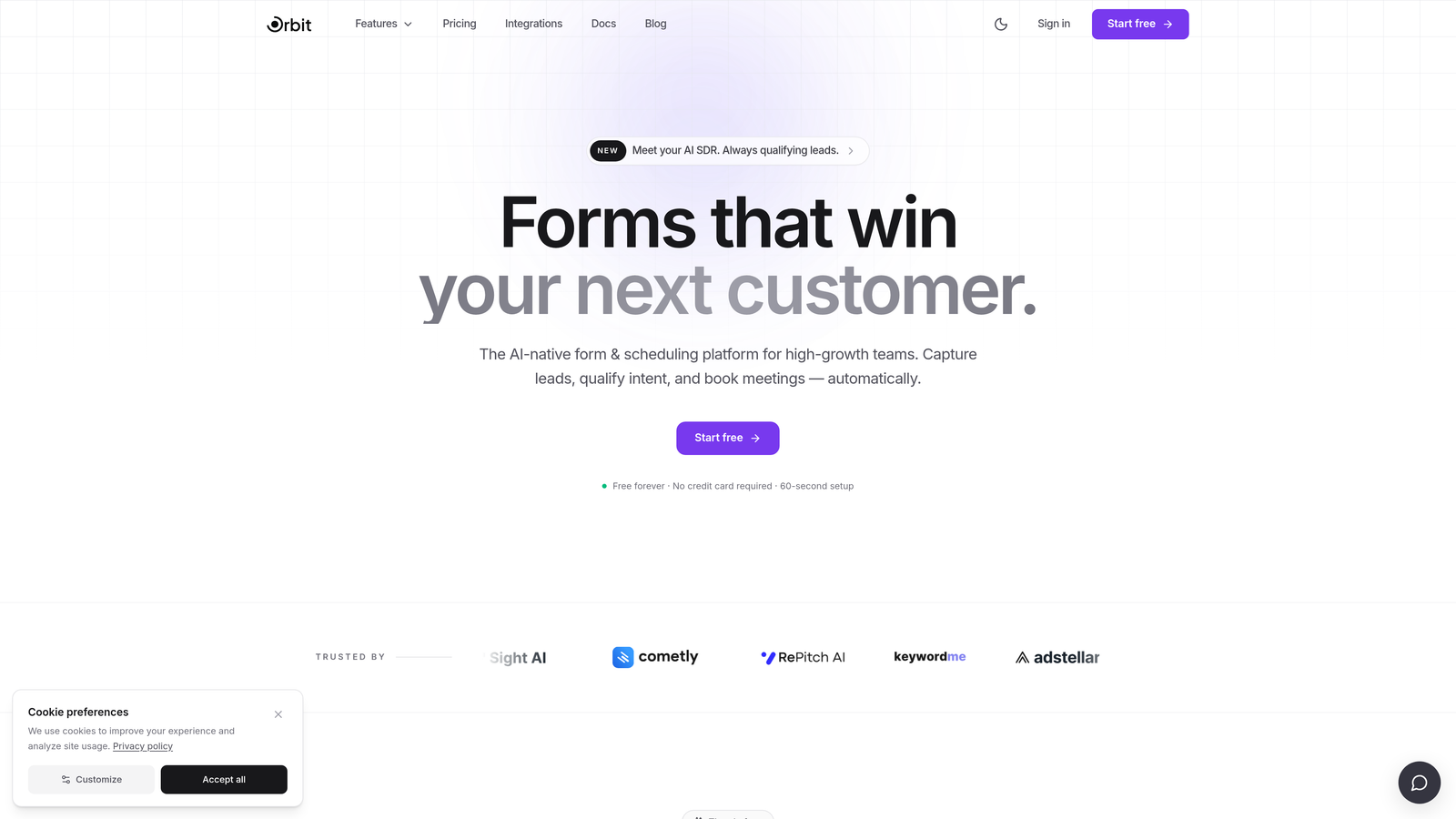 Screenshot of Orbit AI website