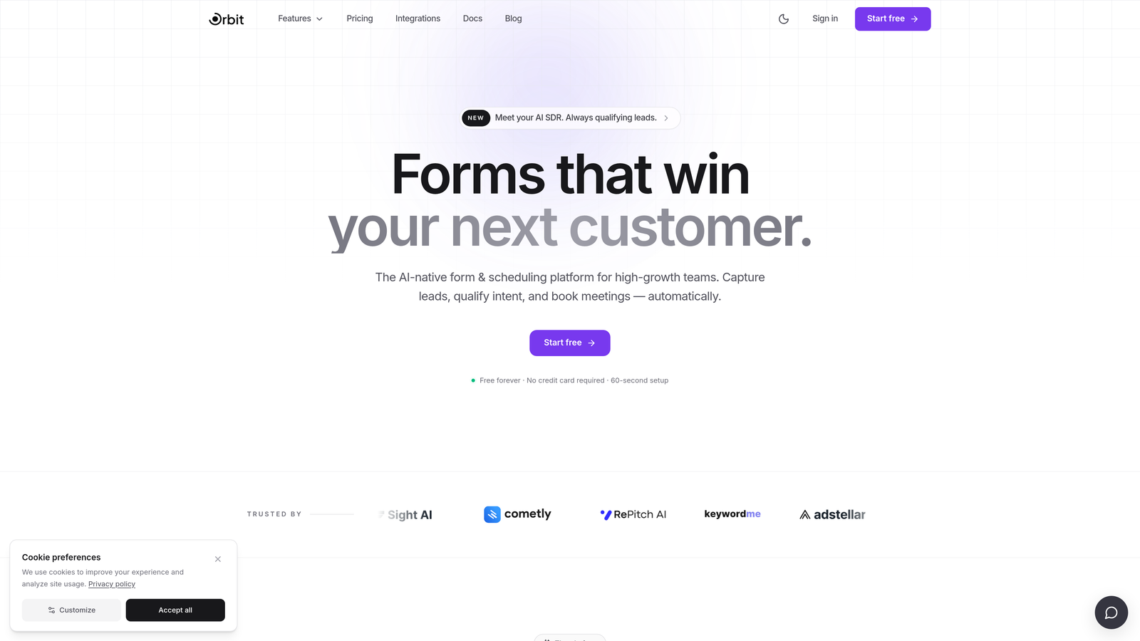 Screenshot of Orbit AI website