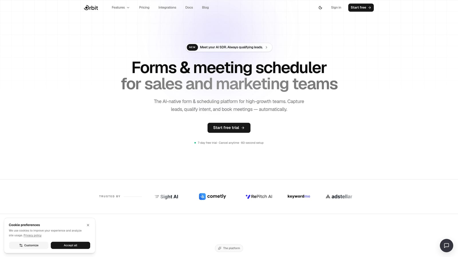 Screenshot of Orbit AI website