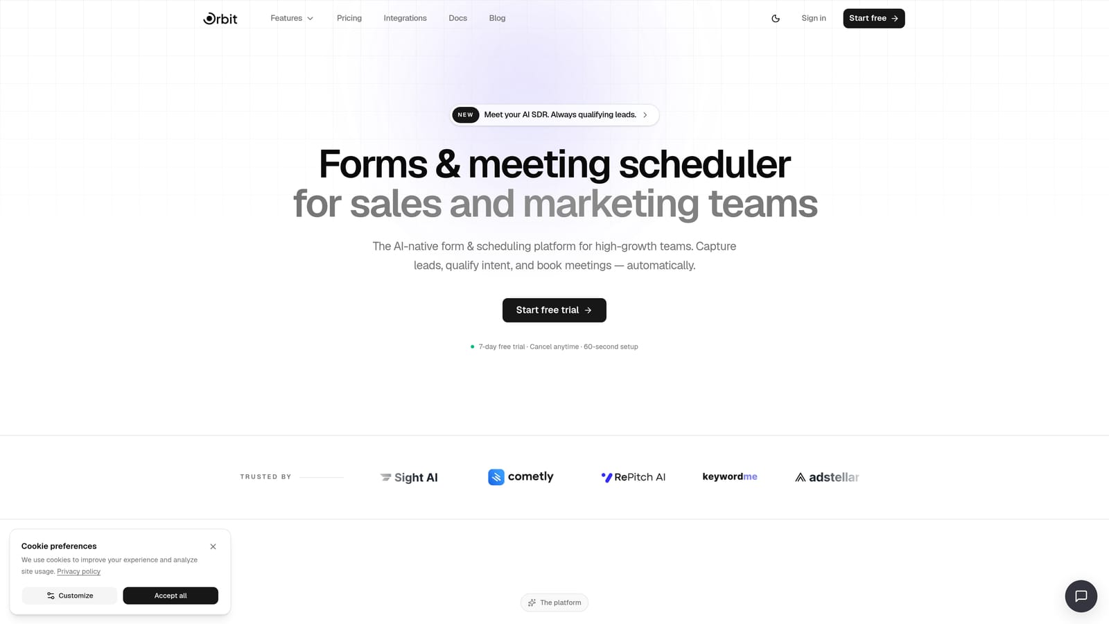Screenshot of Orbit AI website