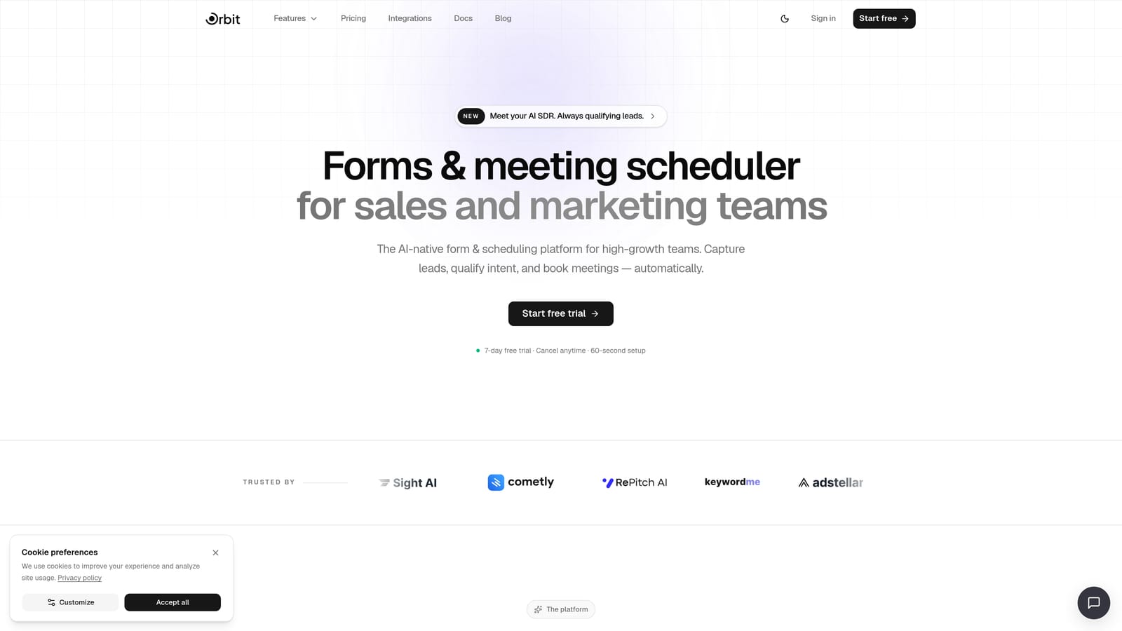 Screenshot of Orbit AI website