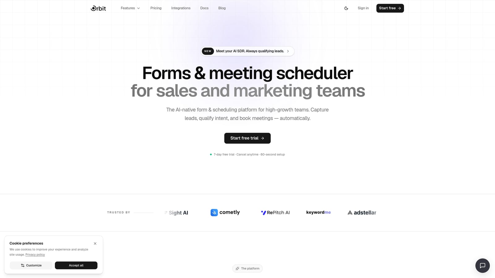 Screenshot of Orbit AI website