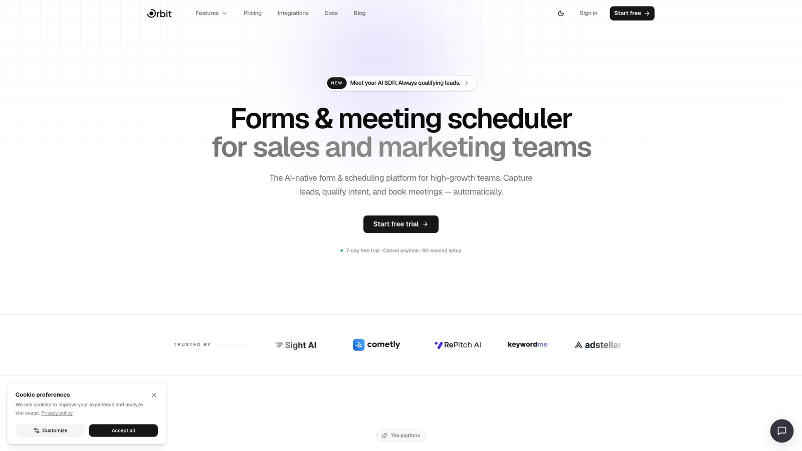 Screenshot of Orbit AI website