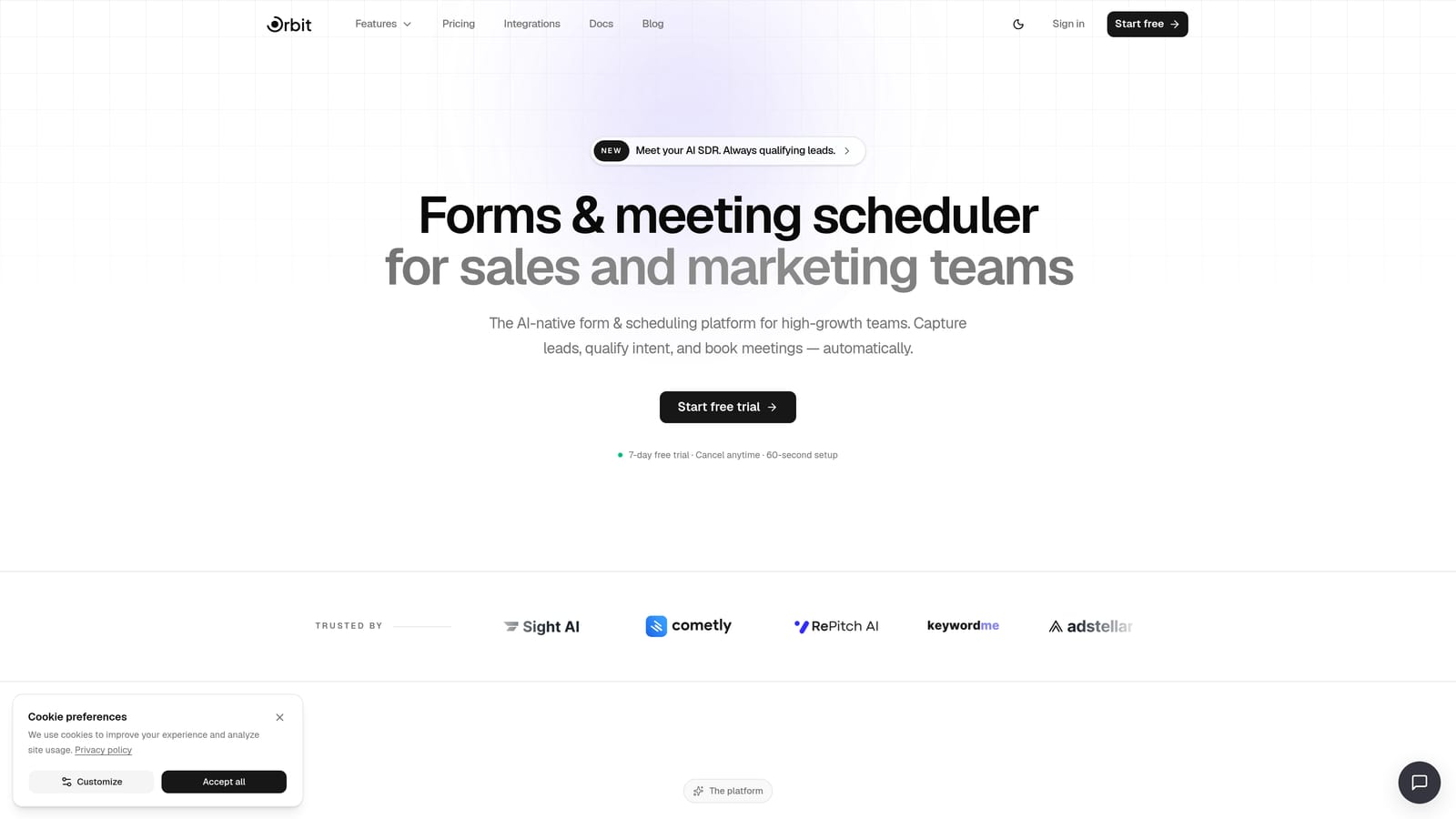 Screenshot of Orbit AI website