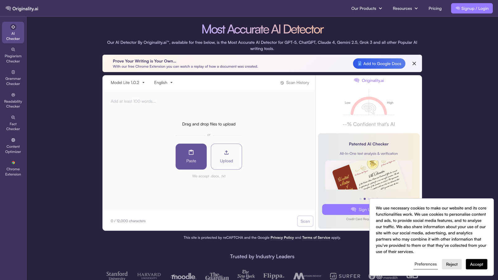 Screenshot of Originality.ai Brand Monitor website