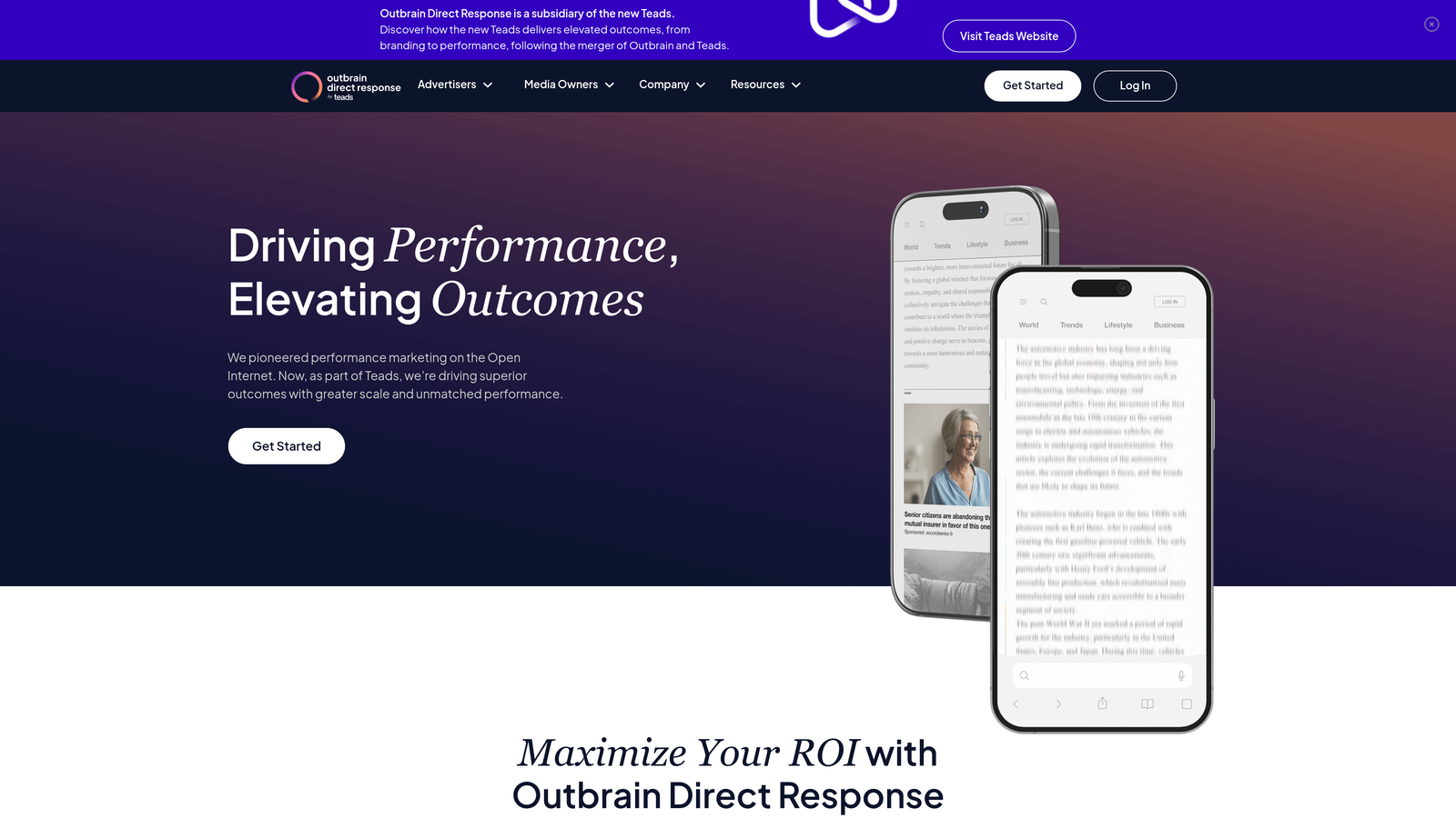 Screenshot of Outbrain website