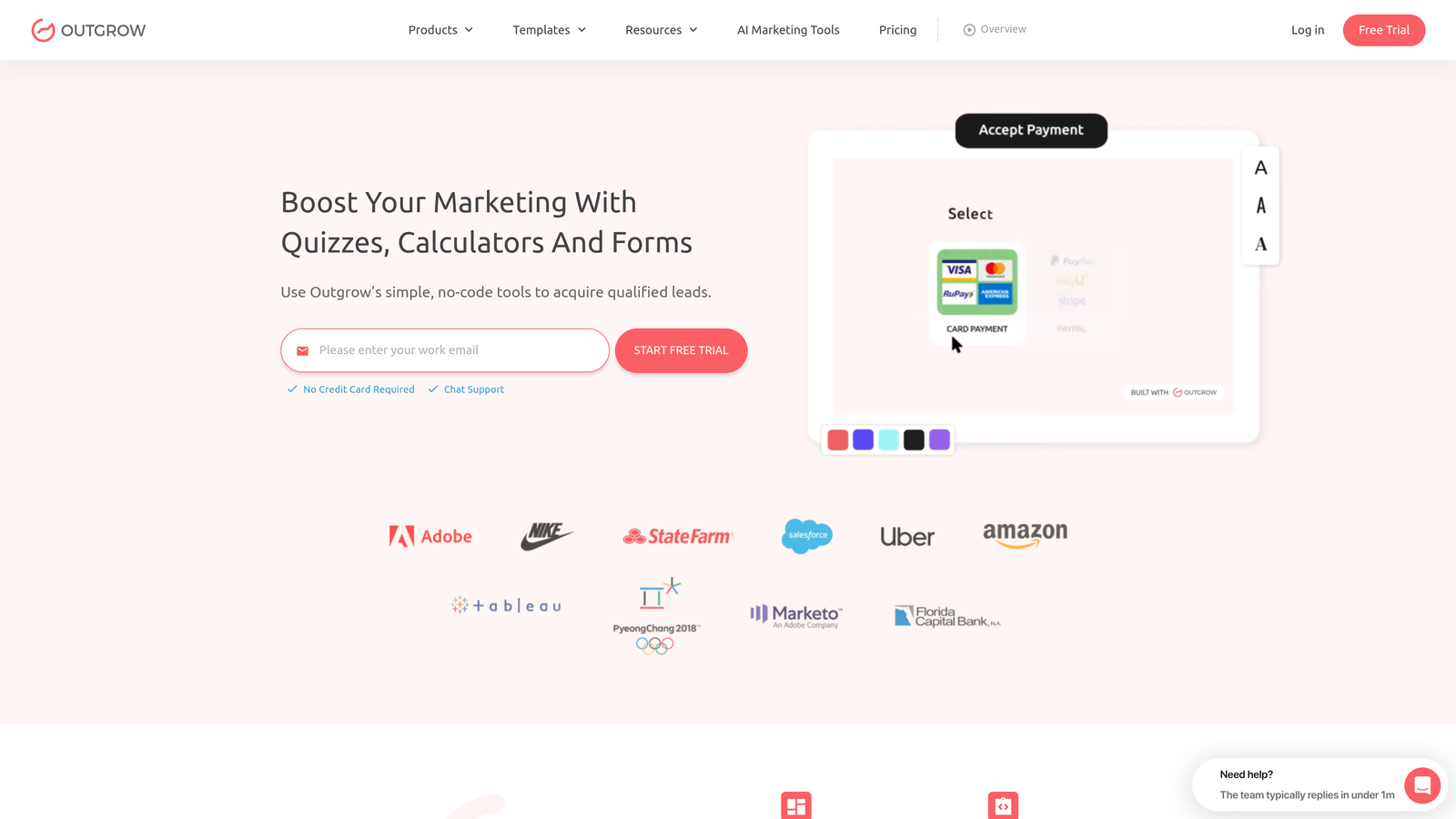 Screenshot of Outgrow website