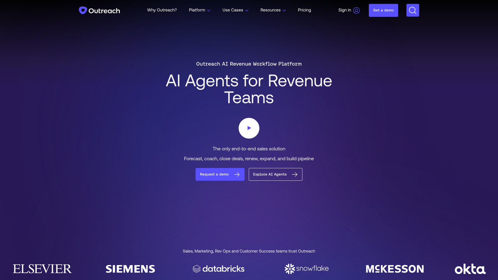 Screenshot of Outreach website homepage