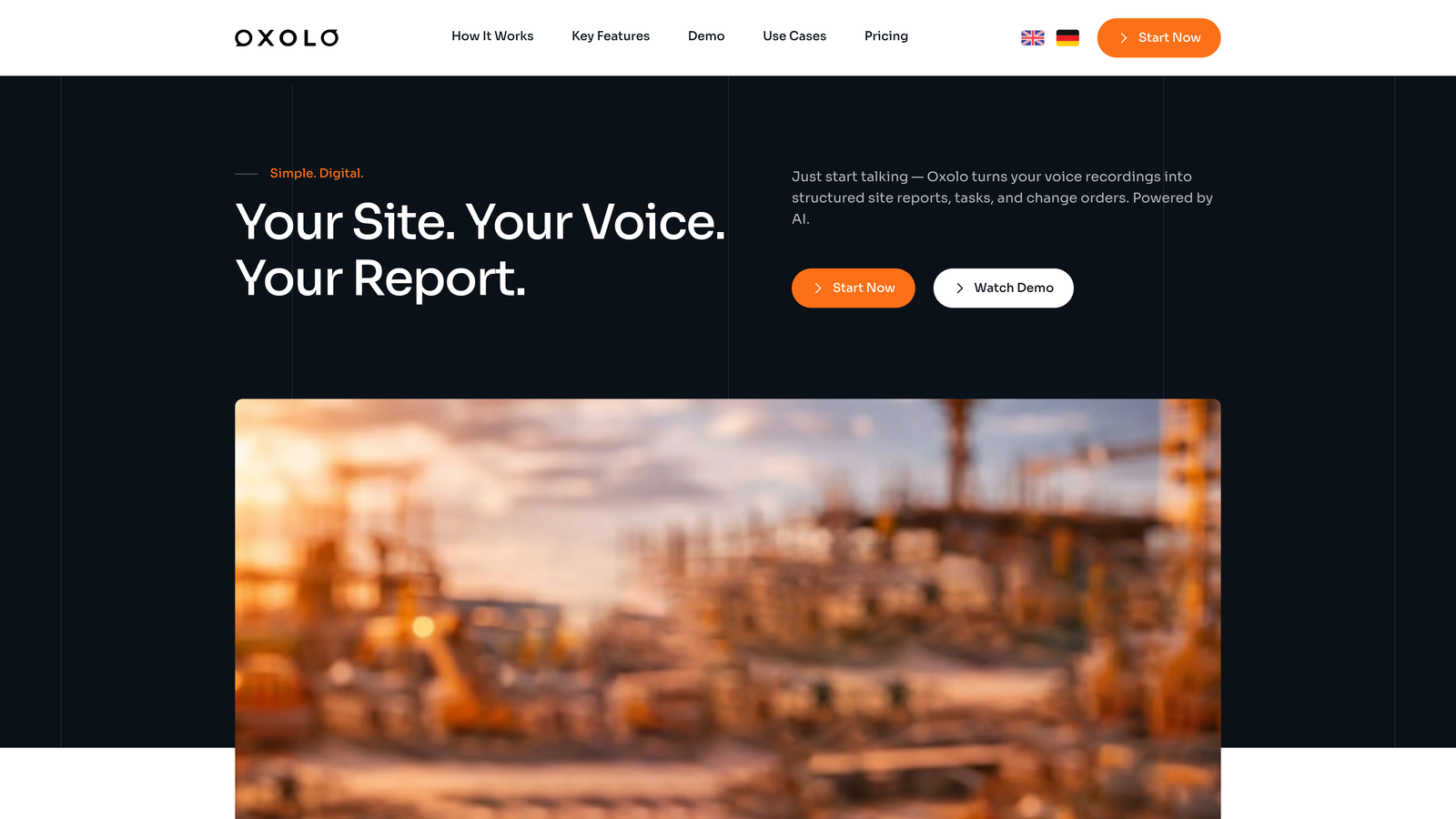 Screenshot of Oxolo website