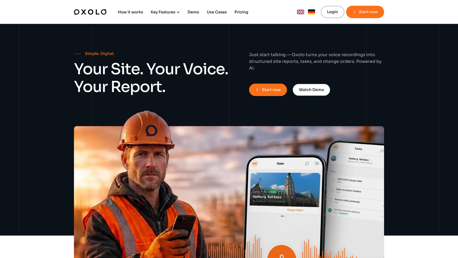 Screenshot of Oxolo website