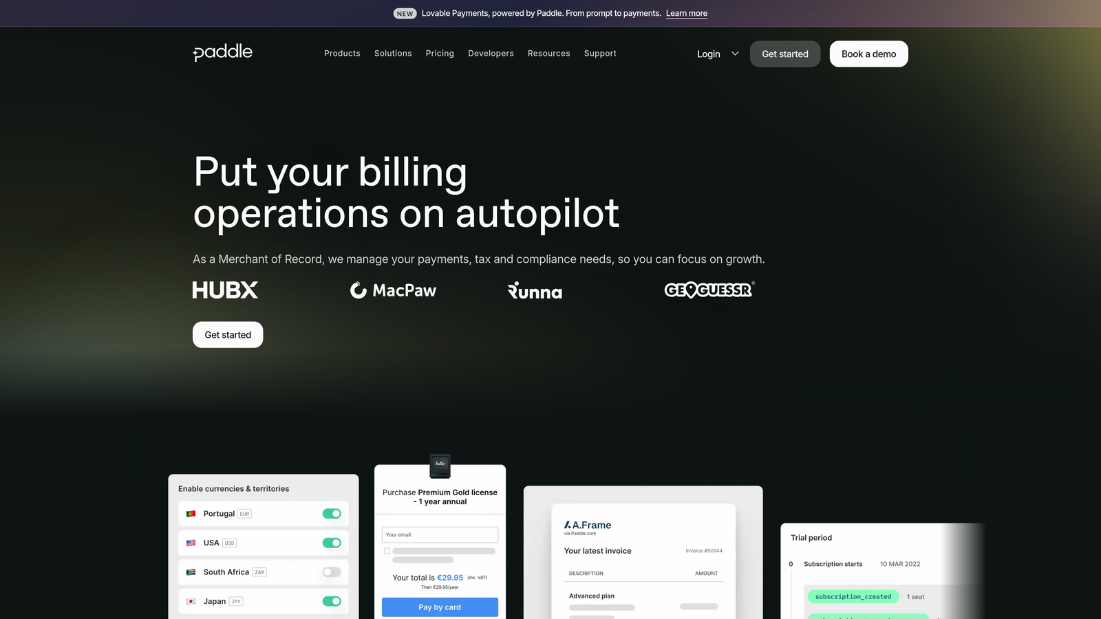 Screenshot of Paddle Retain website