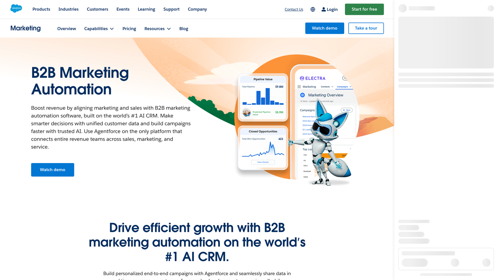 Screenshot of Pardot (Marketing Cloud Account Engagement) website