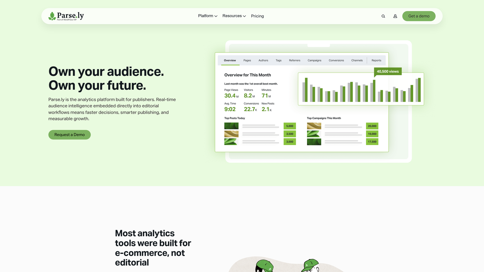 Screenshot of Parse.ly website
