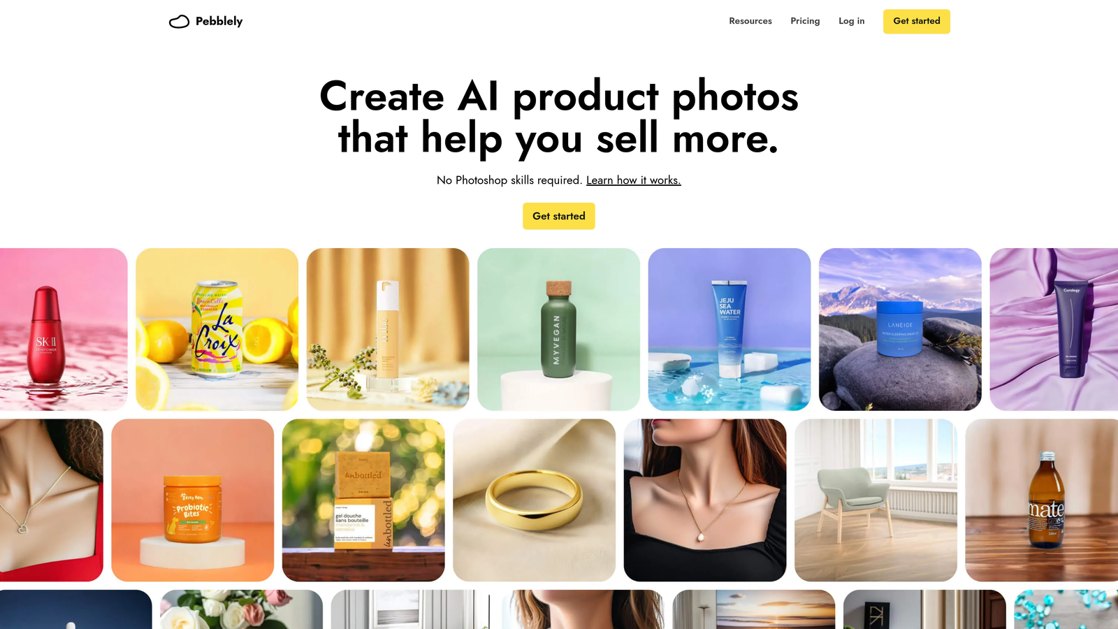 Screenshot of Pebblely website